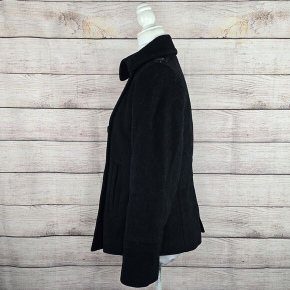 Vintage J. Crew 100% Wool Classic Double Breasted Peacoat Medium Black Y2K - Picture 2 of 8